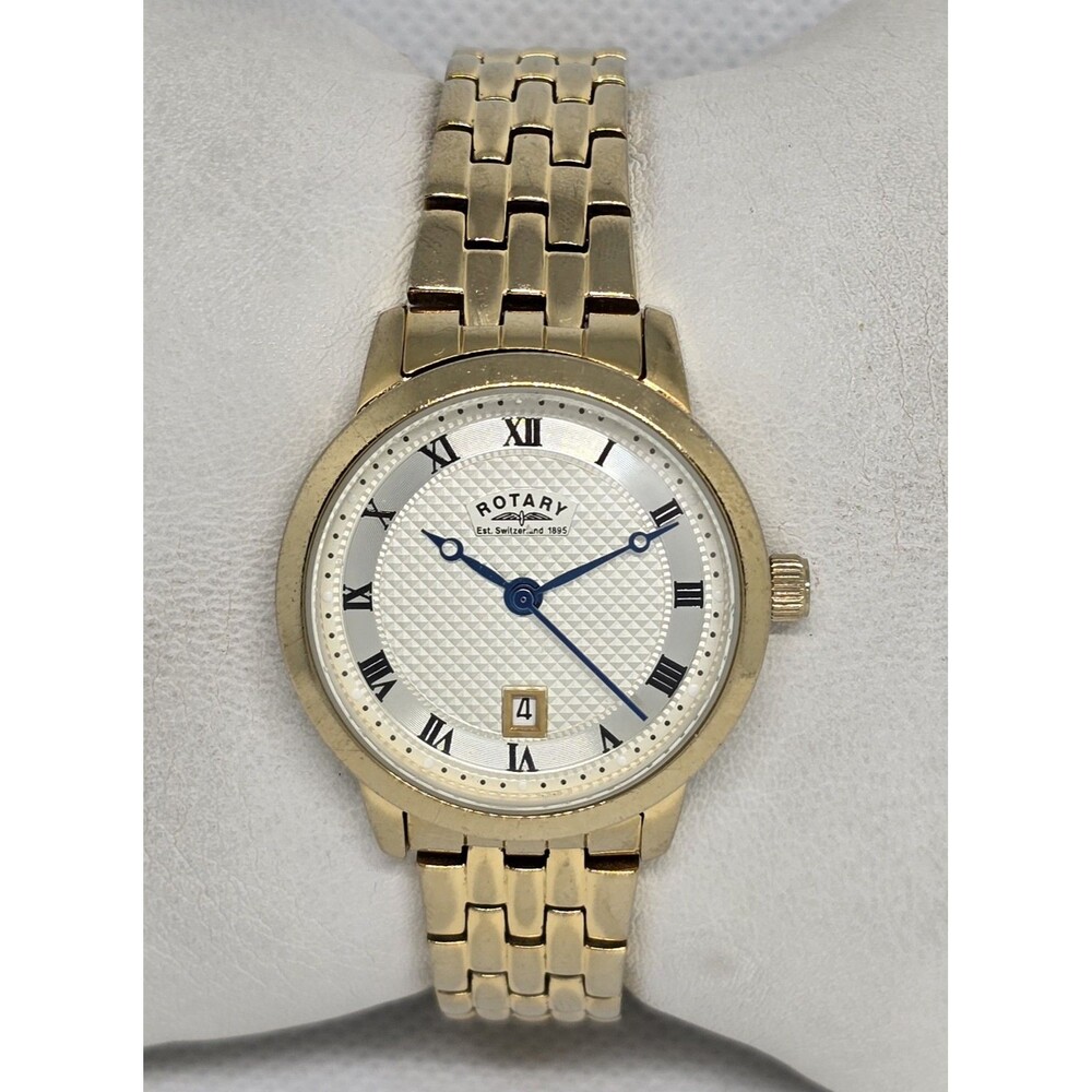 Women's Rotary Classic Round Date Gold Tone Link Bracelet Watch LB42827/40 12